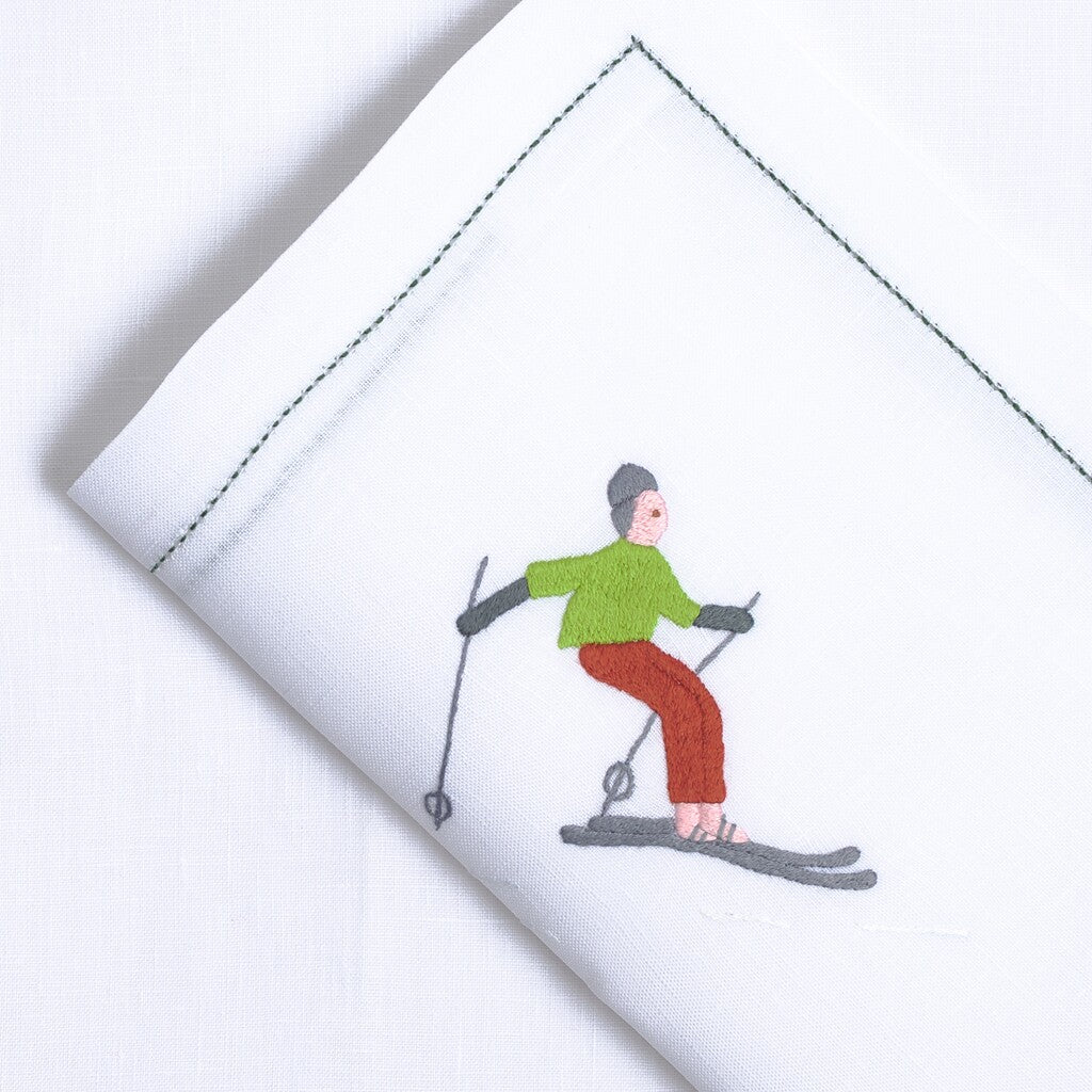 Table - Placemat - Skieurs (Hand Embroidered)