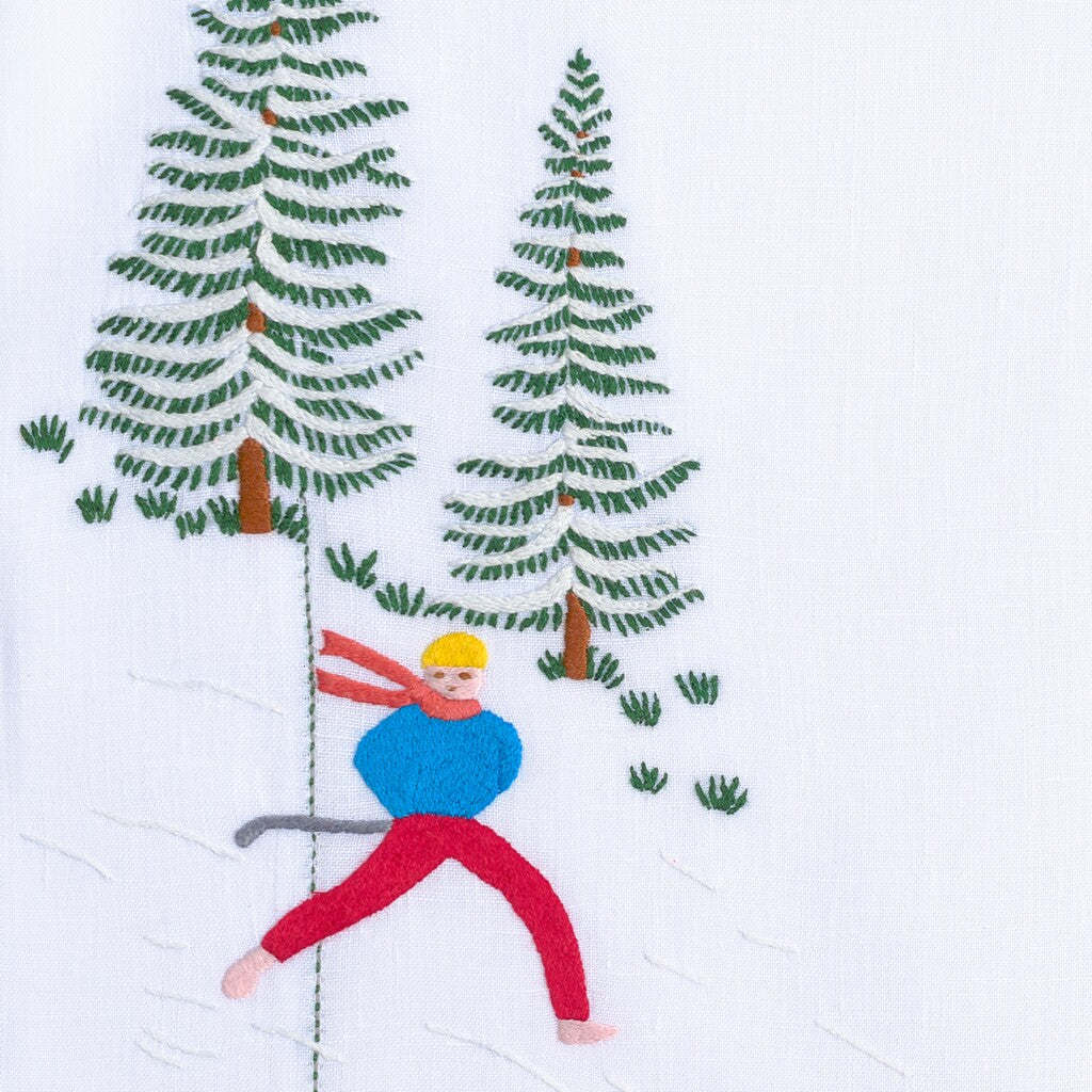 Table - Placemat - Skieurs (Hand Embroidered)