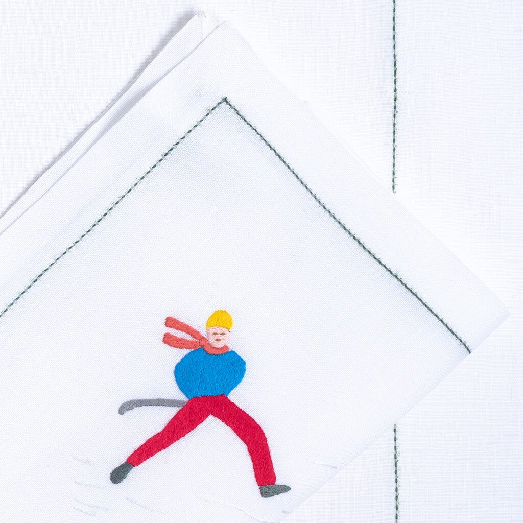 Table - Placemat - Skieurs (Hand Embroidered)