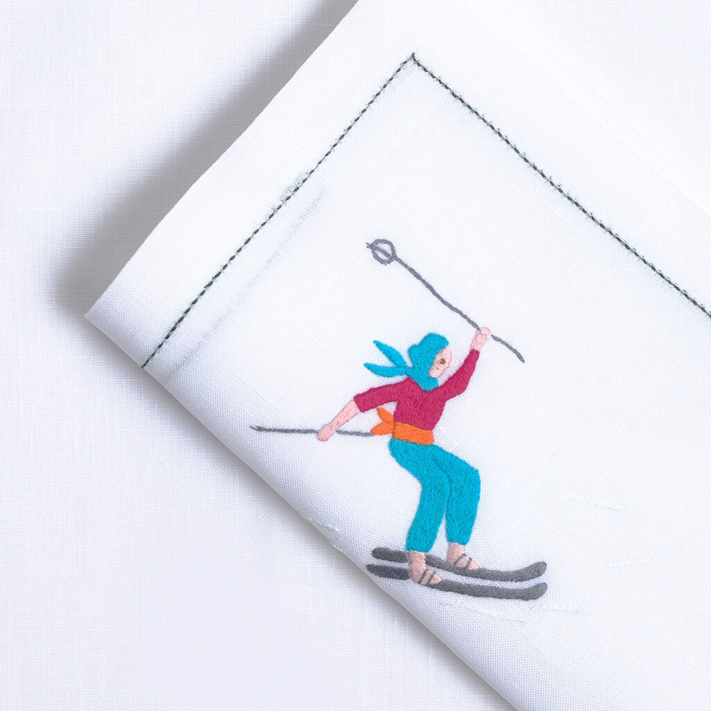 Table - Placemat - Skieurs (Hand Embroidered)