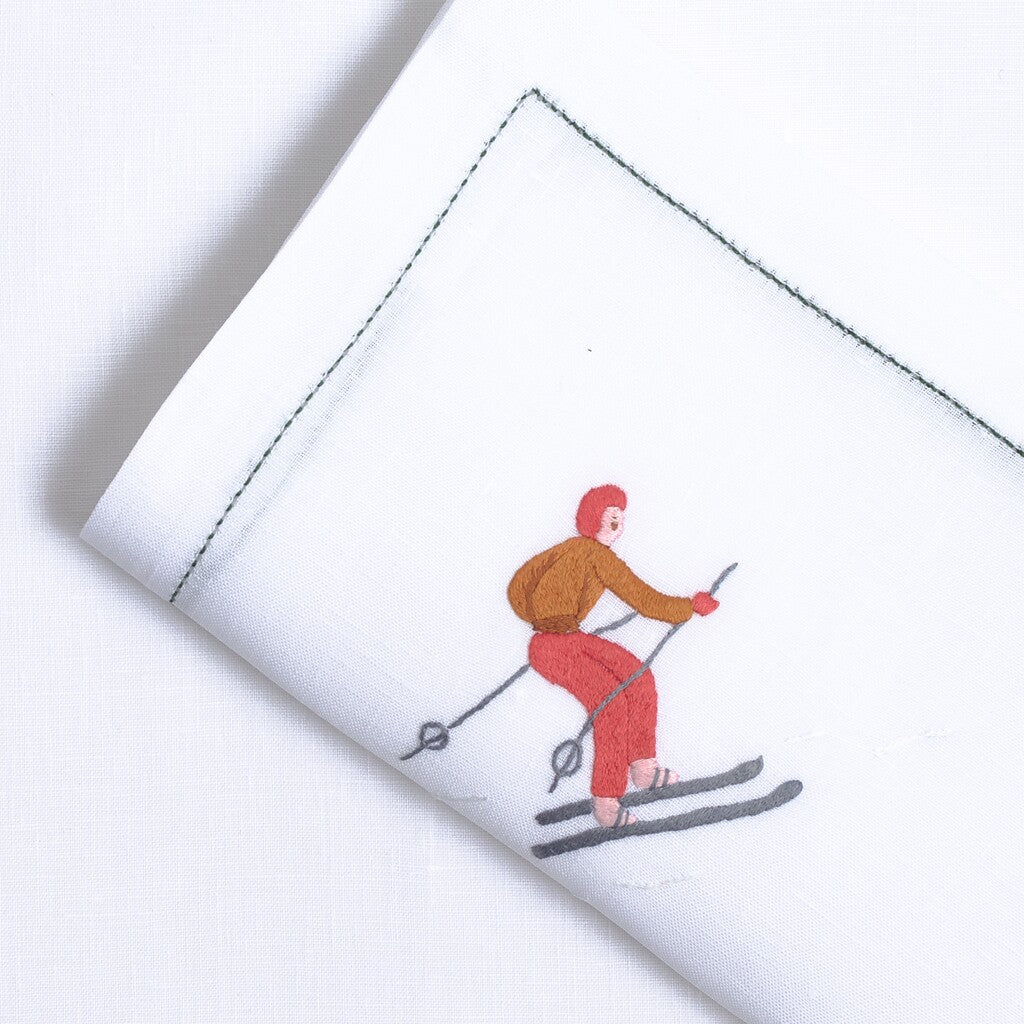 Table - Placemat - Skieurs (Hand Embroidered)