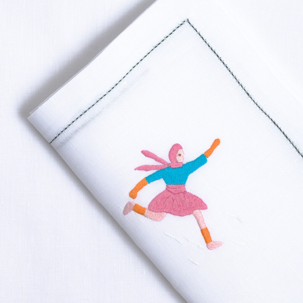 Table - Placemat - Skieurs (Hand Embroidered)