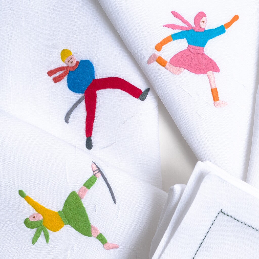 Table - Placemat - Skieurs (Hand Embroidered)