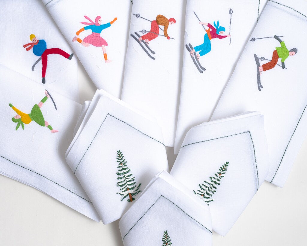 Table - Placemat - Skieurs (Hand Embroidered)