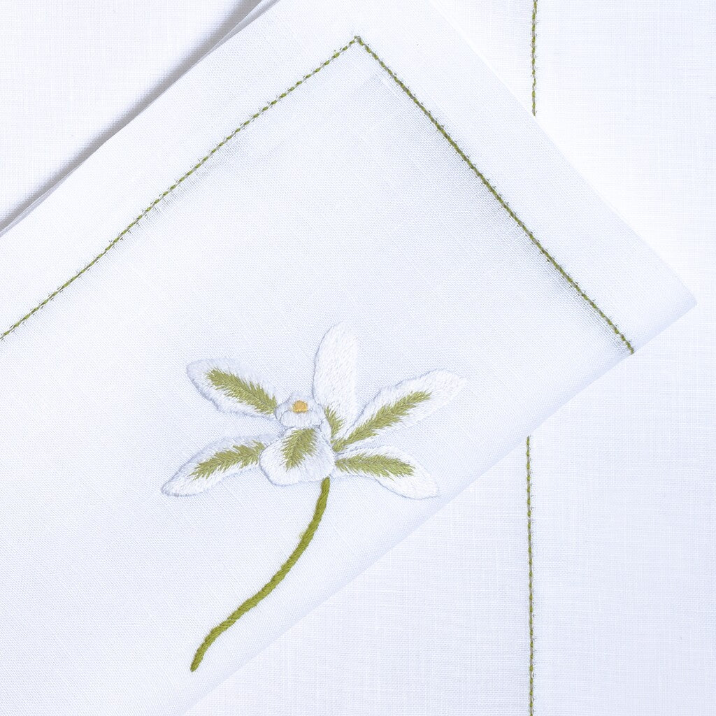 Table - Placemat - Orchidées (Hand Embroidered)