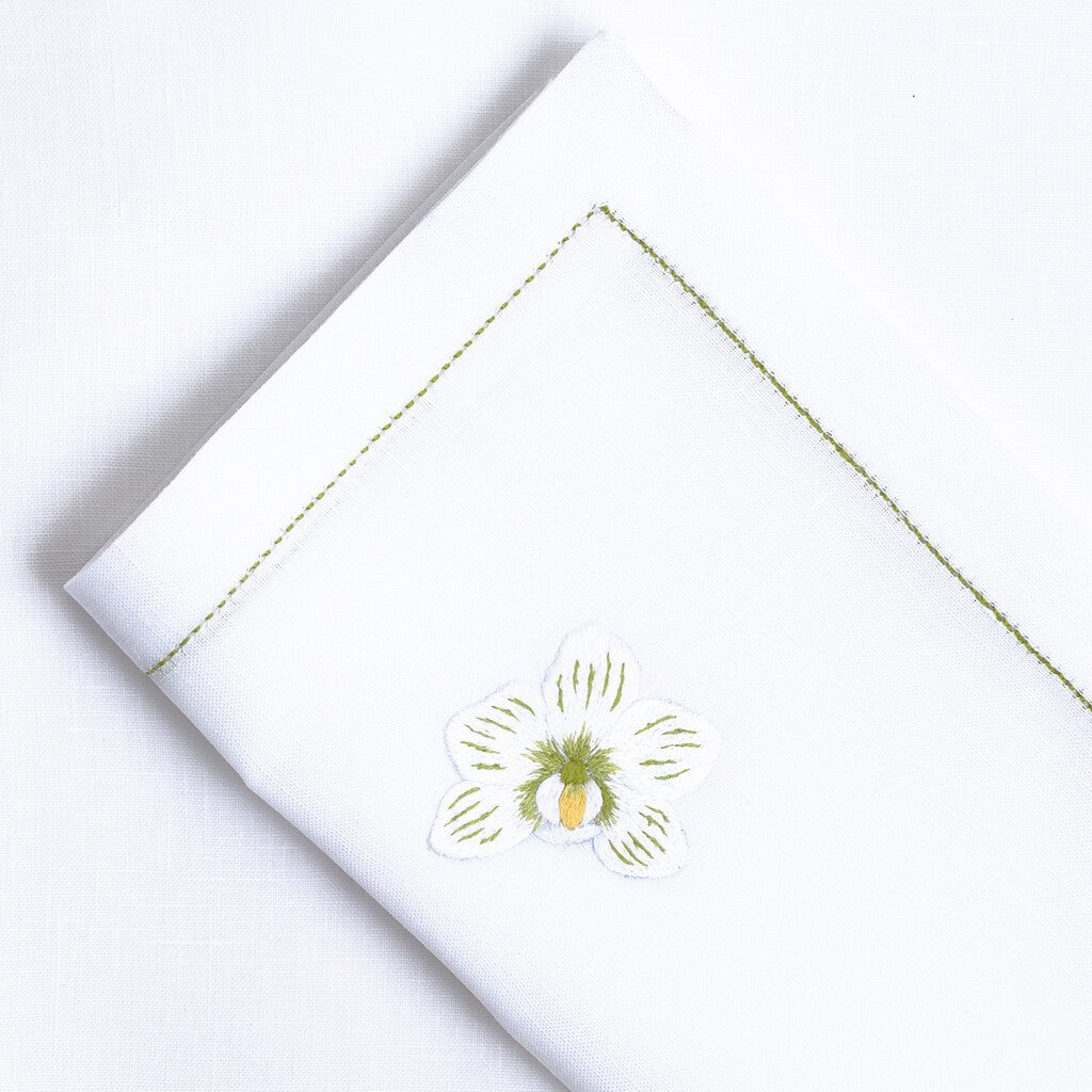 Table - Placemat - Orchidées (Hand Embroidered)