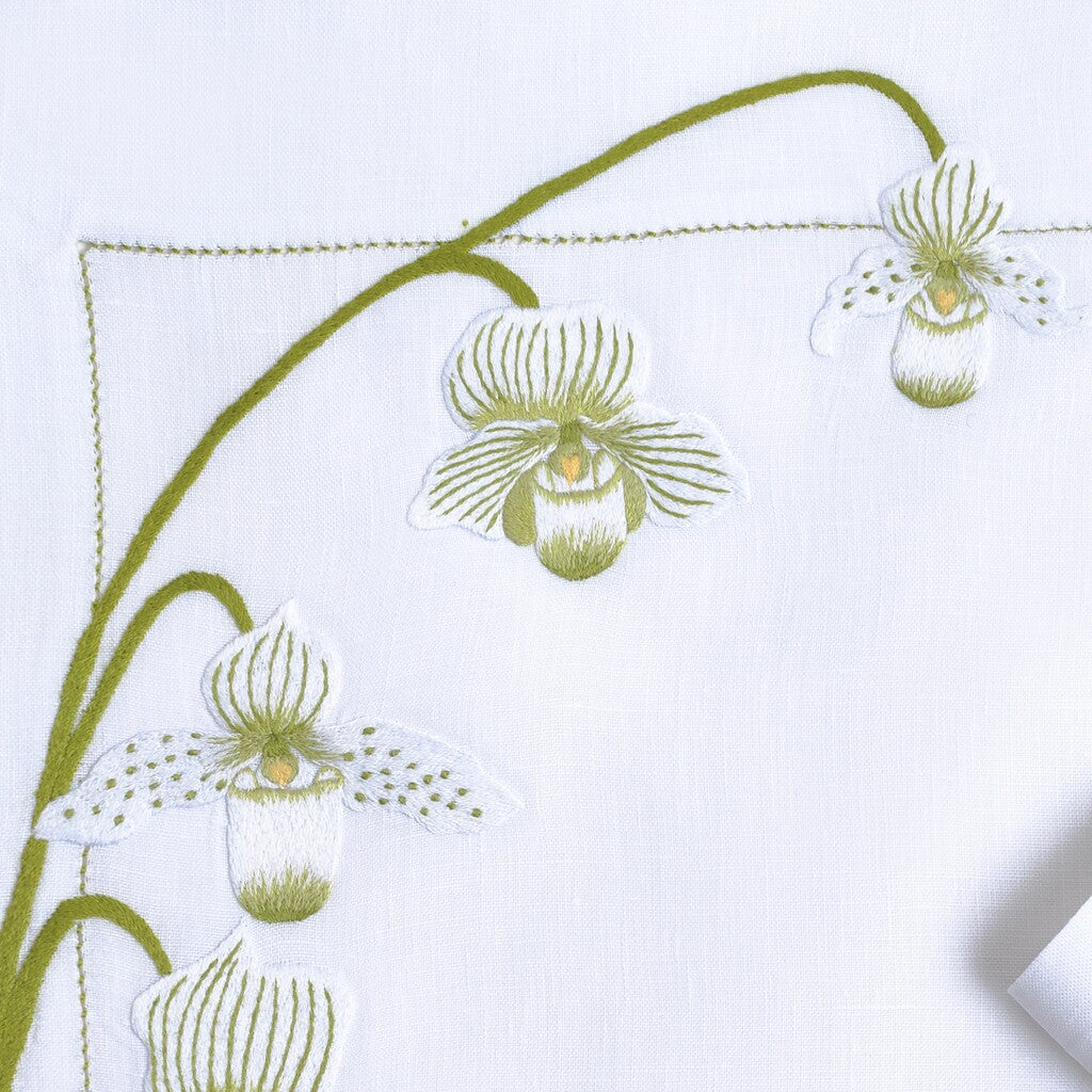 Table - Placemat - Orchidées (Hand Embroidered)