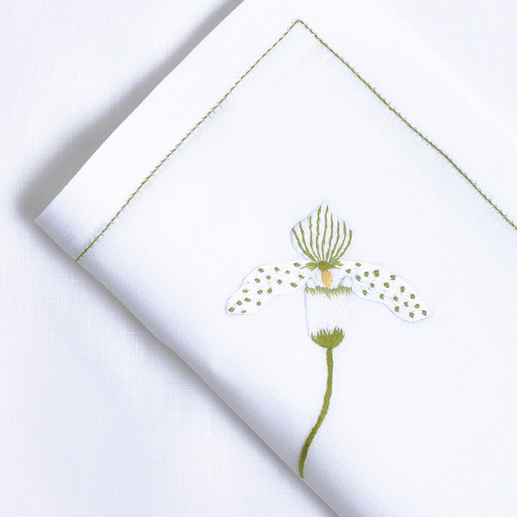 Table - Placemat - Orchidées (Hand Embroidered)