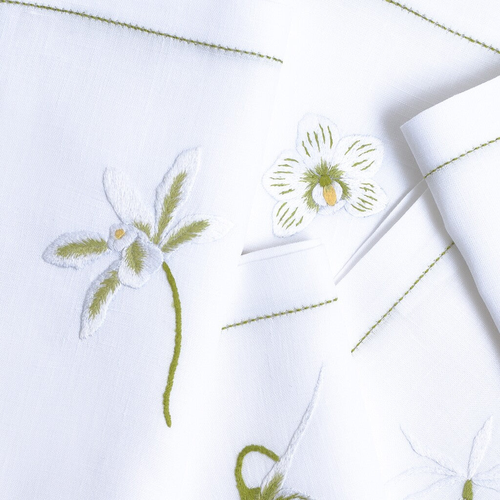 Table - Placemat - Orchidées (Hand Embroidered)