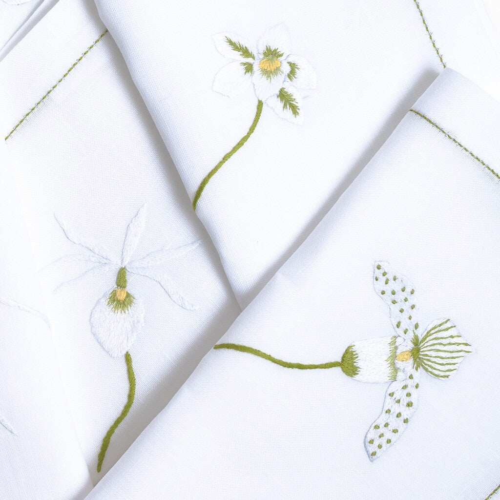 Table - Placemat - Orchidées (Hand Embroidered)