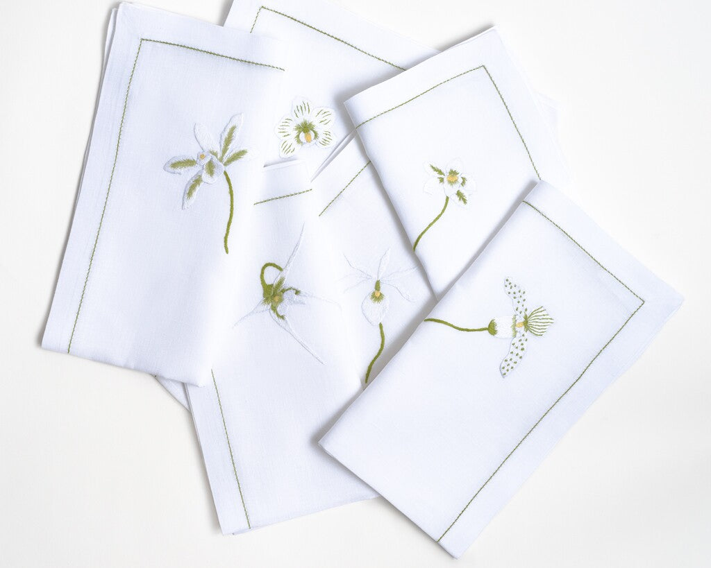 Table - Placemat - Orchidées (Hand Embroidered)