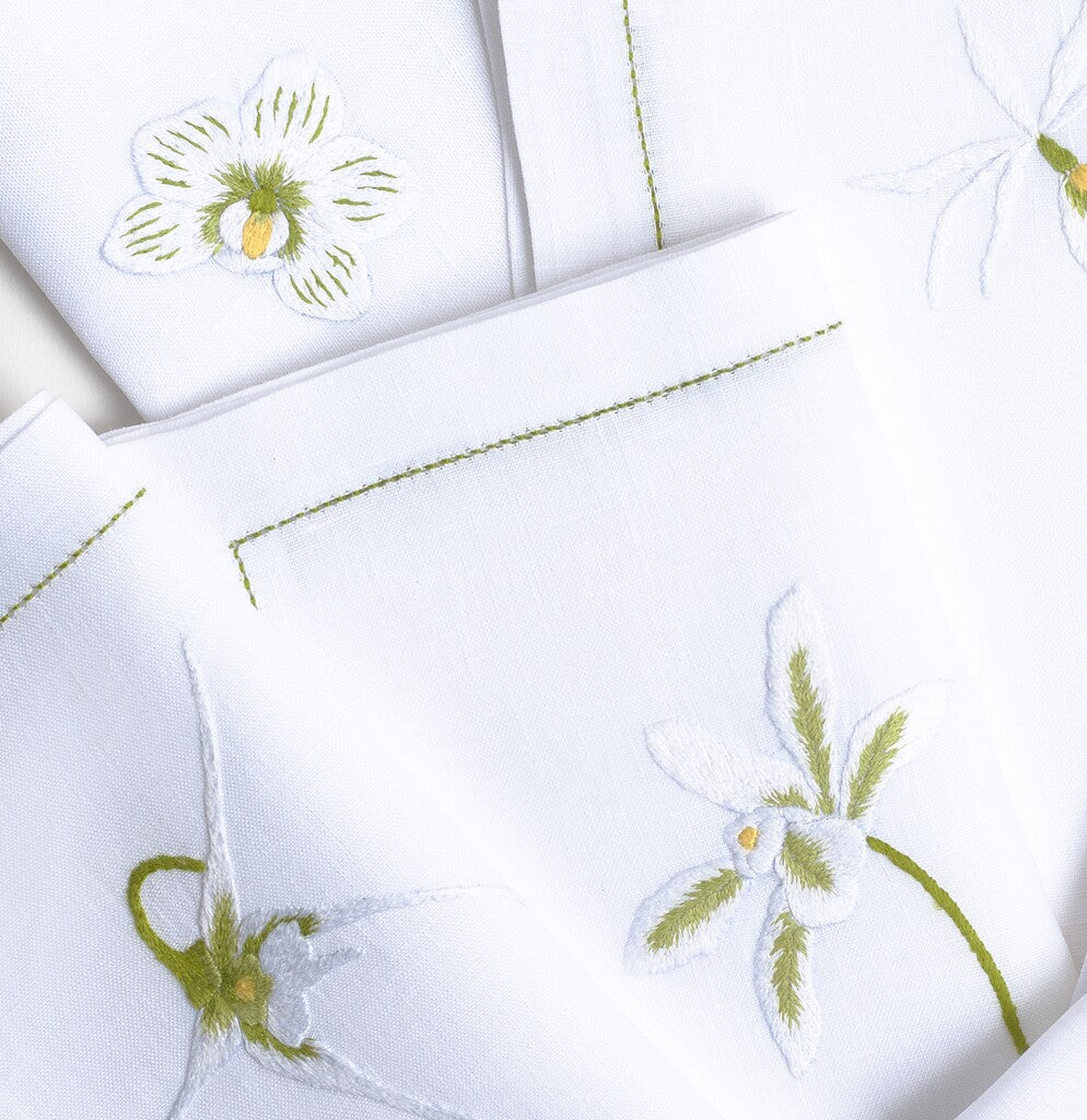 Table - Placemat - Orchidées (Hand Embroidered)