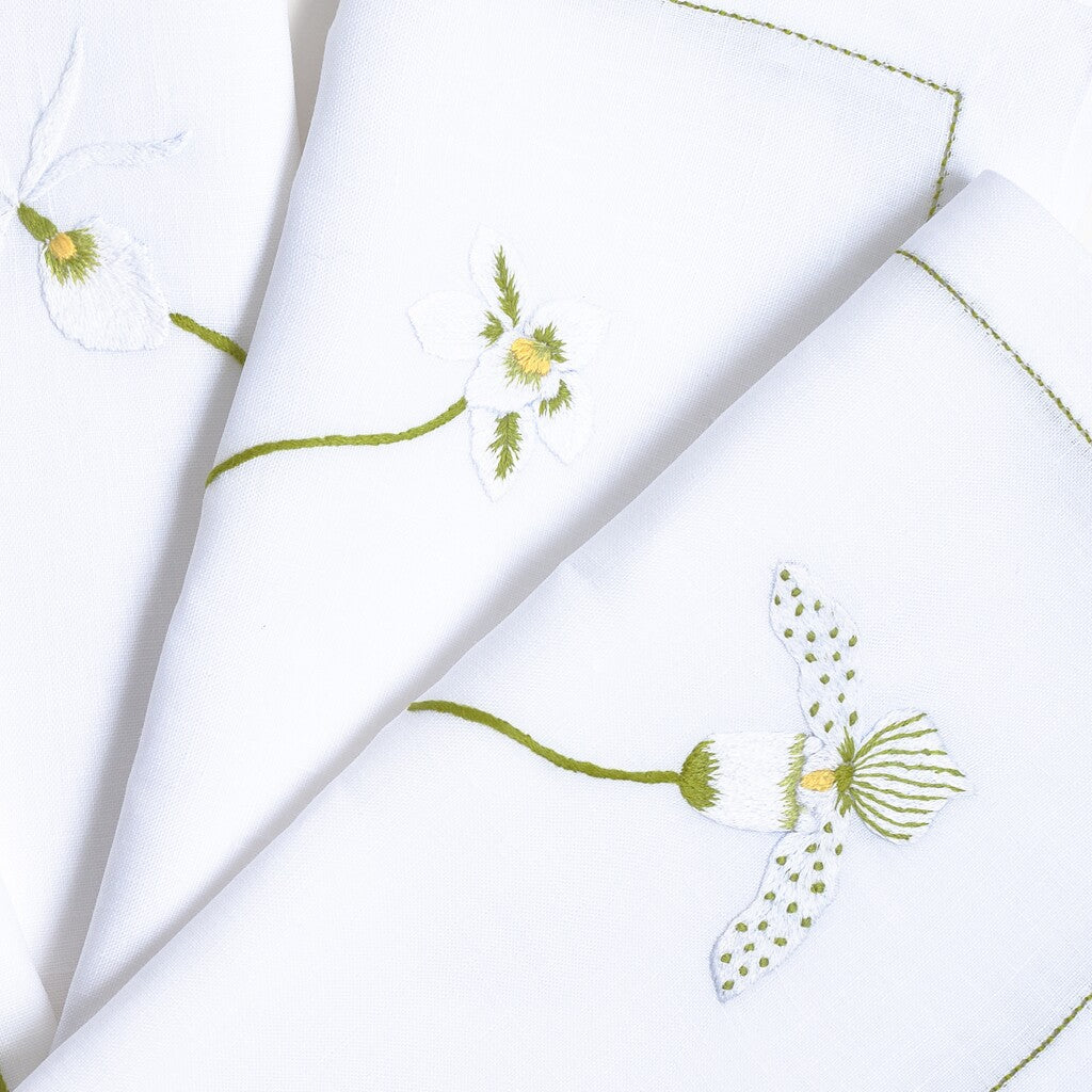 Table - Placemat - Orchidées (Hand Embroidered)