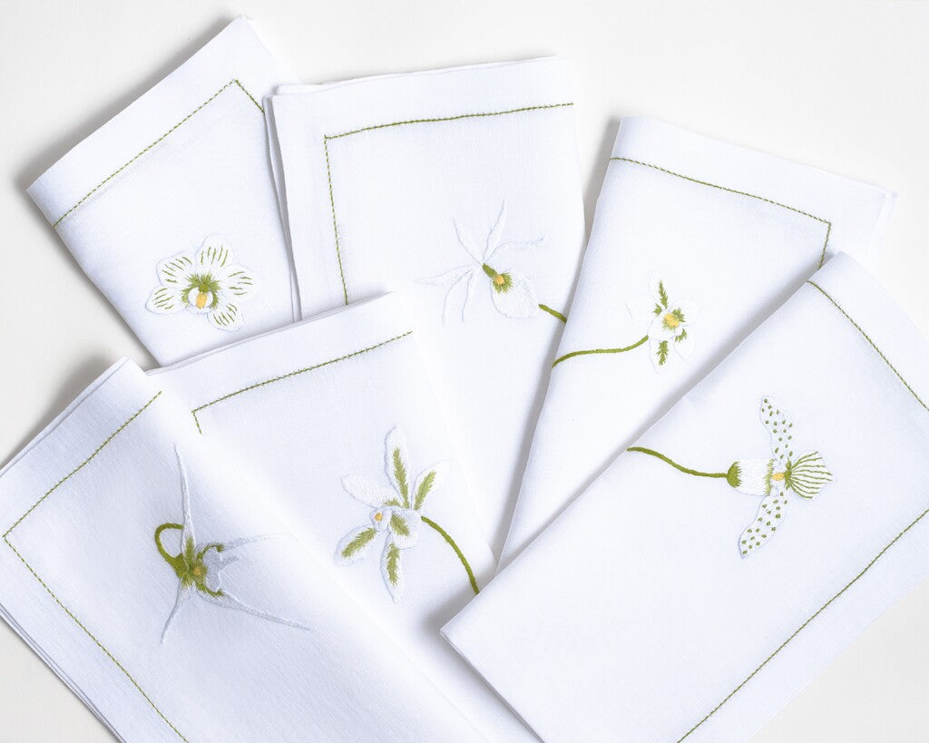 Table - Placemat - Orchidées (Hand Embroidered)